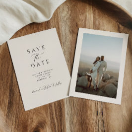 Reserva La Fecha Boda de Foto en Negro y Marfil Minimalista Moderna