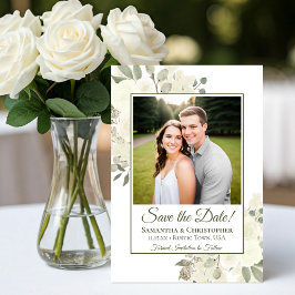 Reserva La Fecha Boda de Foto Floral Boho Chic de Acuarela Blanca