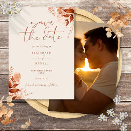 Reserva La Fecha Boda de Foto Floral Rústica de Otoño