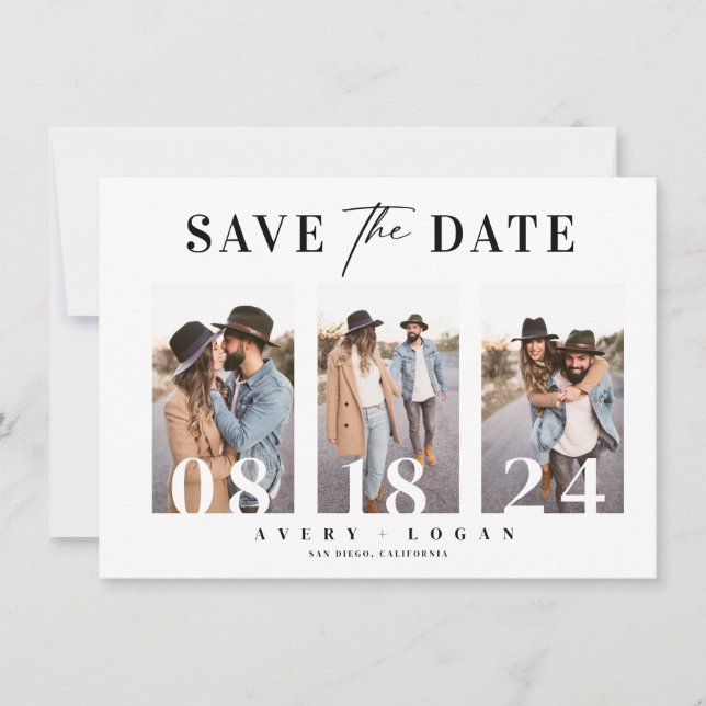 Reserva La Fecha Boda de Foto Moderna  (Anverso)