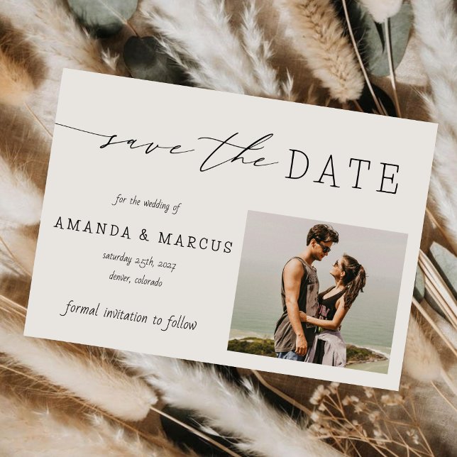 Reserva La Fecha Boda de Foto Moderna con Caligrafía Simple (Subido por el creador)