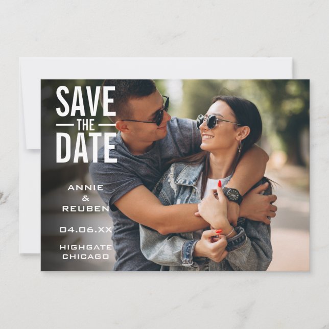 Reserva La Fecha Boda de Foto Moderna Sencilla  (Anverso)