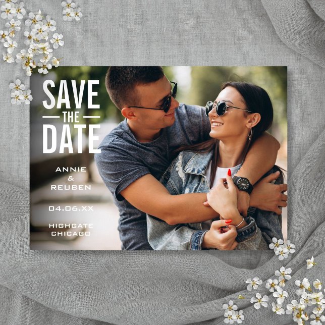 Reserva La Fecha Boda de Foto Moderna Simple (Simple Modern Photo Wedding Save The Date)