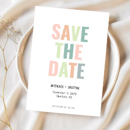 Reserva La Fecha Boda de Foto Multi Color Pastel Minimalista Modern