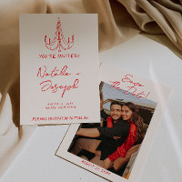 Boda de Foto Retro de Dinero Antiguo Rojo Dibujado