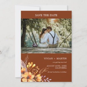 Reserva La Fecha Boda de fotografía acuarela Floral Floral Terracot