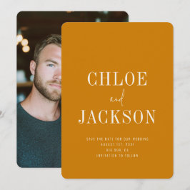 Reserva La Fecha Boda de fotografía audaz y moderna con mostaza ama