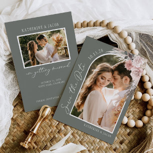 Reserva La Fecha Boda de fotografía Boho Sage Green