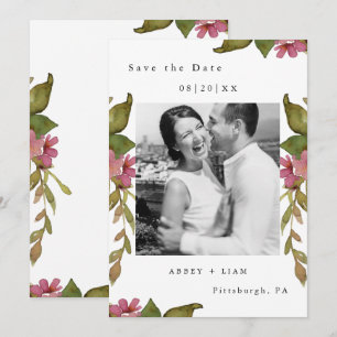 Reserva La Fecha Boda de fotografía bonito Floral y verde