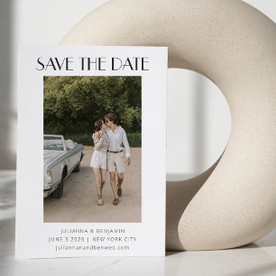 Reserva La Fecha Boda de fotografía de Art Deco moderno en blanco y