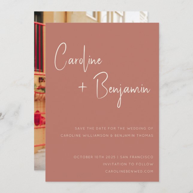 Reserva La Fecha Boda de fotografía de estilo moderno y sencillo de (Anverso / Reverso)