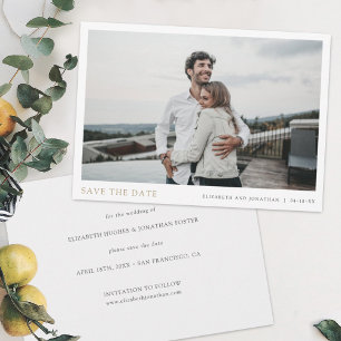 Reserva La Fecha Boda de fotografía de oro simple y elegante