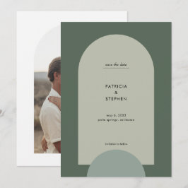 Reserva La Fecha Boda de fotografía del arco de boho verde moderno