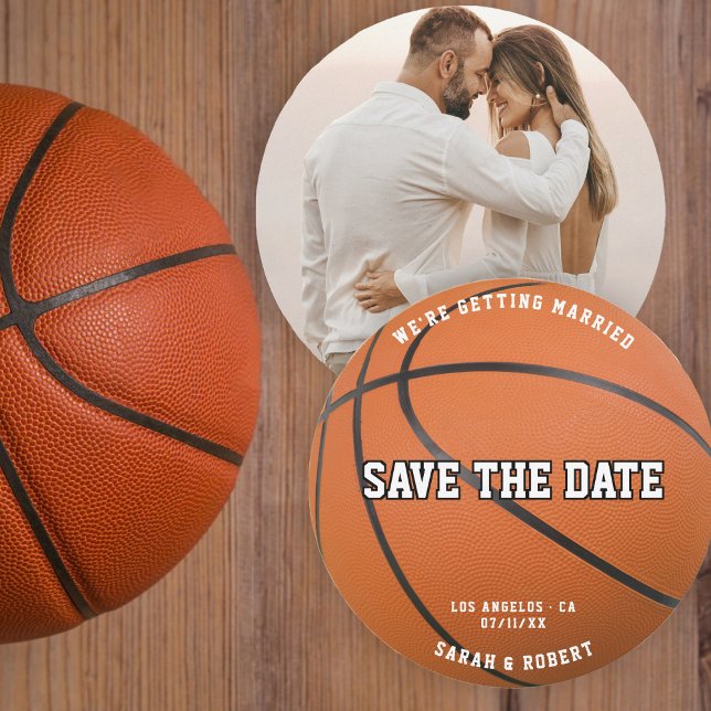 Reserva La Fecha Boda de fotografía deportiva de baloncesto (Basketball Sport Photo Wedding Save The Date)