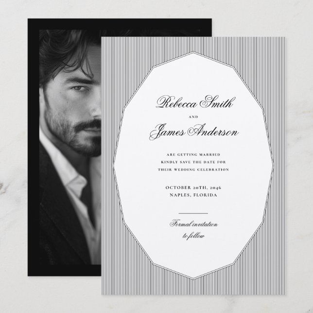 Reserva La Fecha Boda de fotografía elegante clásico formal de fran (Anverso / Reverso)