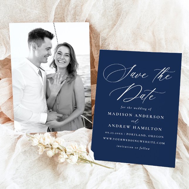 Reserva La Fecha Boda de fotografía elegante de la Marina de caligr (Subido por el creador)