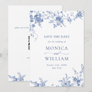 Reserva La Fecha Boda de fotografía floral del Jardín francés azul 