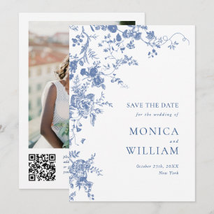 Reserva La Fecha Boda de fotografía floral del Jardín francés azul 