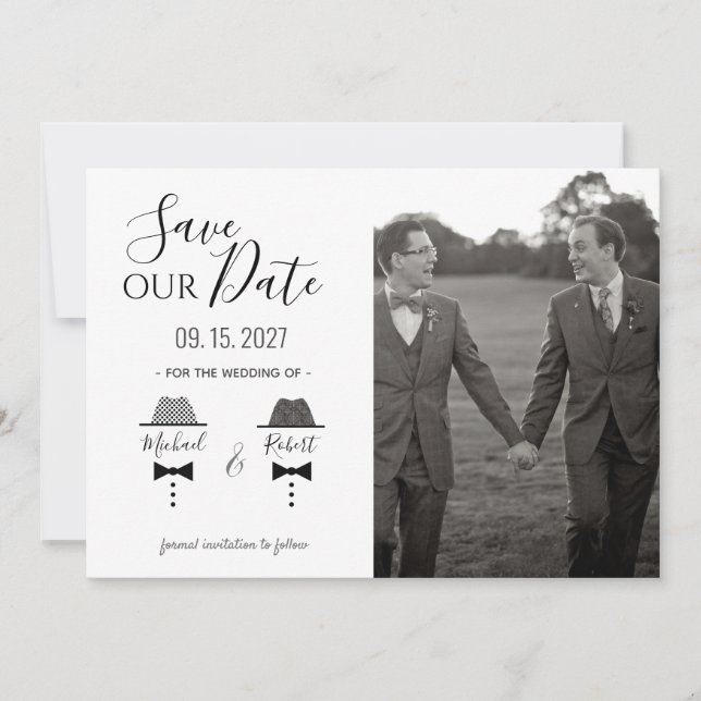 Reserva La Fecha Boda de fotografía gay (Anverso)