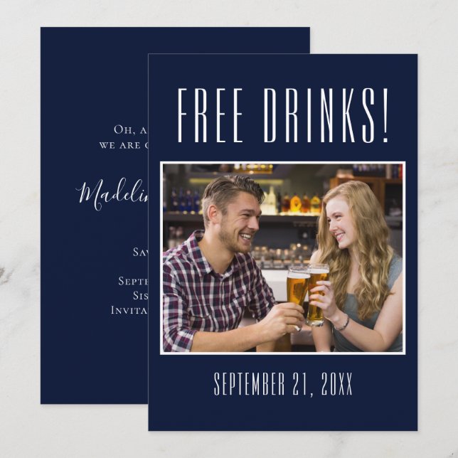 Reserva La Fecha Boda De Fotografía Gratuita De Bebidas Gratuitas A (Anverso / Reverso)