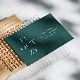 Reserva La Fecha Boda de fotografía minimalista verde esmeralda