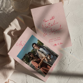 Reserva La Fecha Boda de fotografía moderna de Retro Rojo Rosa