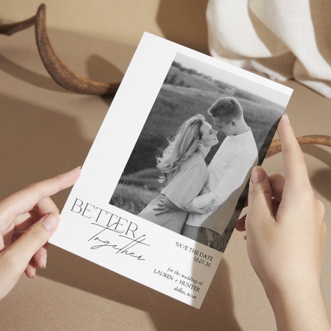 Reserva La Fecha Boda de fotografía moderna en blanco y negro (Subido por el creador)