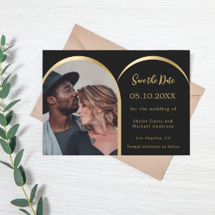 Reserva La Fecha Boda de fotografía moderna en oro negro