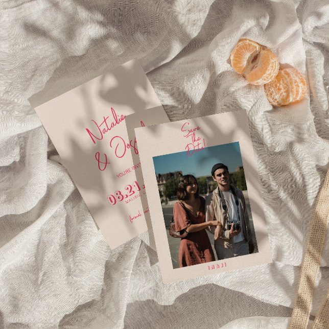 Reserva La Fecha Boda de fotografía moderna y sincera rosa brillant (Subido por el creador)