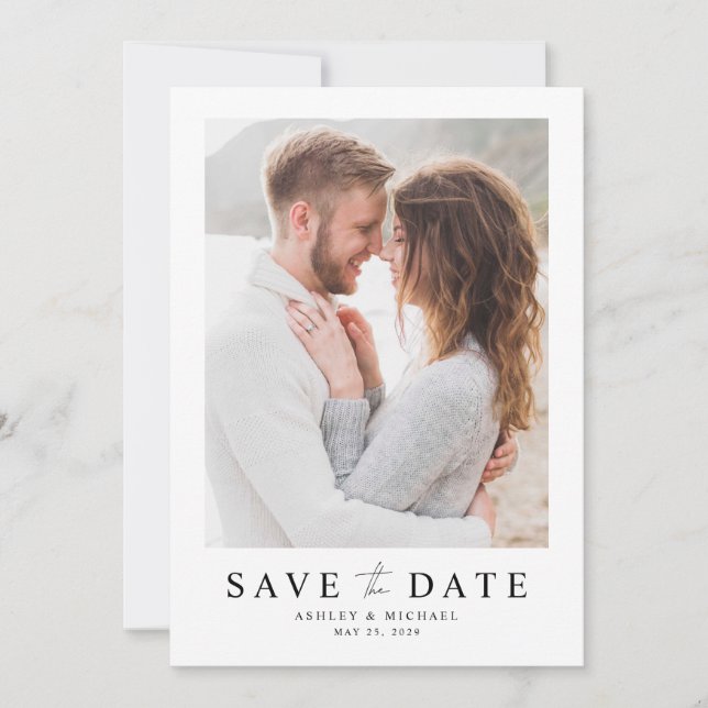 Reserva La Fecha Boda de fotografía moderno con escritura simple y  (Anverso)