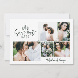 Reserva La Fecha boda de fotografía multifoto de estilo rústico mín