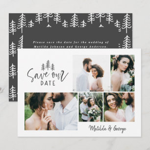 Reserva La Fecha boda de fotografía multifoto de estilo rústico mín