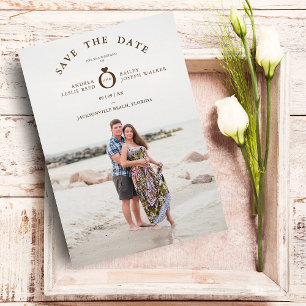 Reserva La Fecha Boda de fotografía Personalizado simple marrón Min