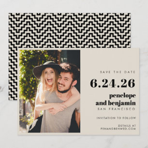 Reserva La Fecha Boda de fotografía retro negro y blanco elegante