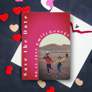 Reserva La Fecha Boda de fotografía romántico moderno del Arco Rojo