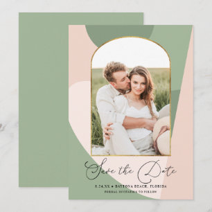 Reserva La Fecha Boda de fotografía rosa de Geo Sage Green Dusty