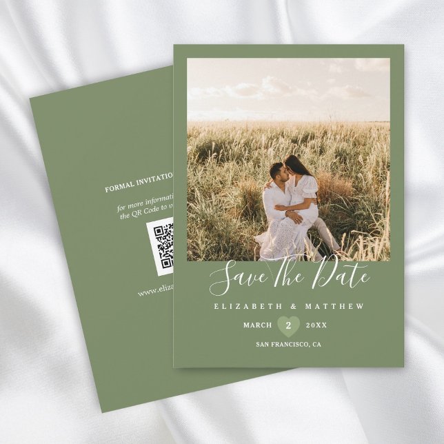 Reserva La Fecha Boda de fotografía Sage Green Couple Simple (Subido por el creador)