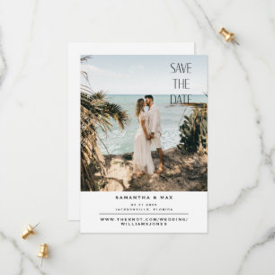 Reserva La Fecha Boda de fotografía simple de pareja blanco Guardar