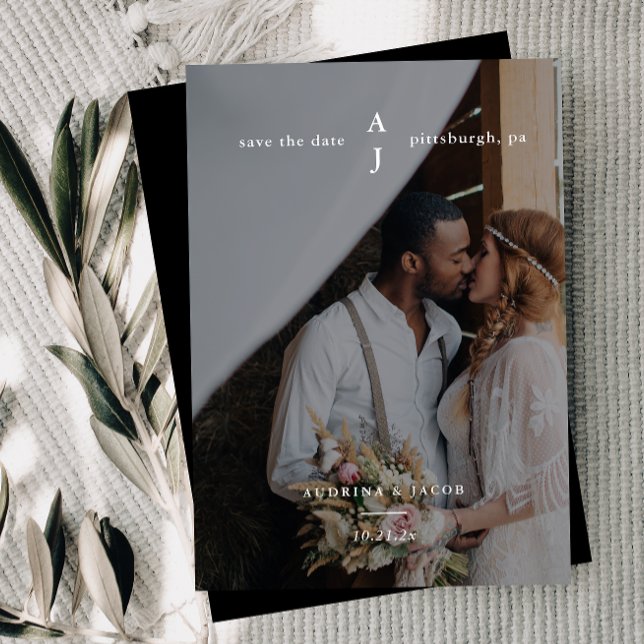 Reserva La Fecha Boda de fotografía simple en monograma negro (Subido por el creador)