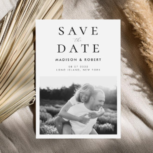 Reserva La Fecha Boda de fotografía simple y moderna en blanco y ne