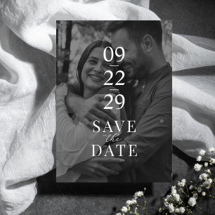 Reserva La Fecha Boda de fotografía simple y moderna en blanco y ne