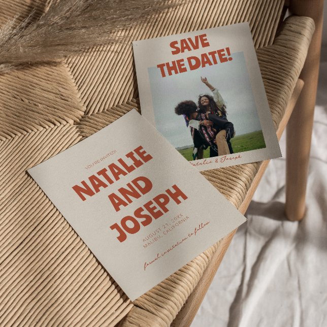 Reserva La Fecha Boda de fotografía único y brillante Funky Retro (Subido por el creador)