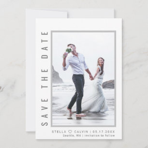 Reserva La Fecha Boda de fotografías de guiones grises simple y mod