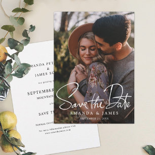 Reserva La Fecha Boda de fotografías de guiones simples y elegantes