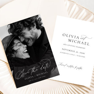 Reserva La Fecha Boda de fotografías de guiones simples y elegantes