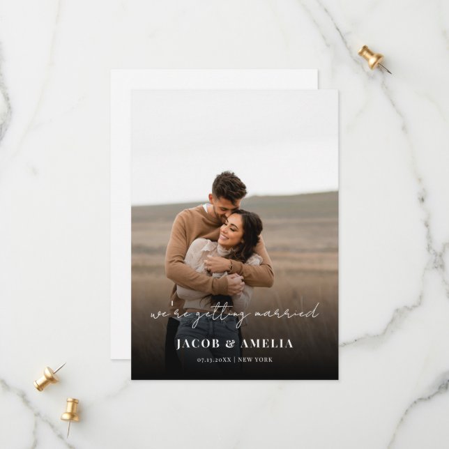 Reserva La Fecha Boda de fotografías de guiones simples y elegantes (Anverso/Reverso In Situ)