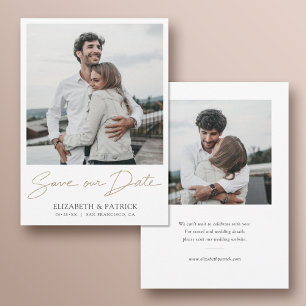 Reserva La Fecha Boda de fotografías de oro moderno simple con guió