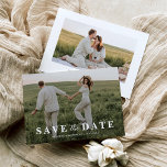 Reserva La Fecha Boda de fotografías de superposición simple<br><div class="desc">Bodas elegantes salvan las tarjetas de cita, mostrando una impresionante foto impresa, envuelta en un polvoriento overlay vintage. La sofisticación intemporal de un tipo de letra de sif y script especifica 'guardar la fecha', sus nombres y la fecha. El otro lado lleva otra foto personalizado, y los detalles de tu...</div>