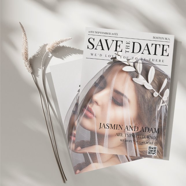 Reserva La Fecha Boda de fotografías editoriales de estilo de revis (Unique Magazine Style Editorial Photo Wedding Save The Date)