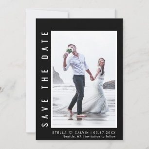 Reserva La Fecha Boda de fotografías negro simple y moderno